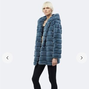 Apparis Hazel Stone Blue Faux Fur Teddy Jacket XS